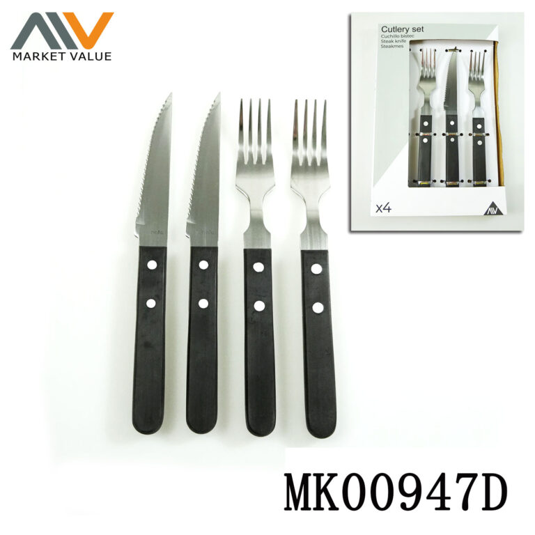 4Pcs Pp Handle Steak Knife & Forks，Box