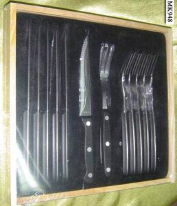 12Pcs Steak Knife & Fork Set In Wooden Box