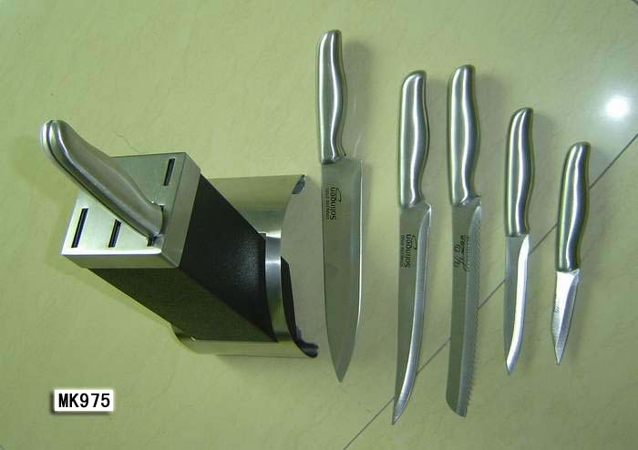 MK00975 5Pcs Thermal Sealing Handle Knife Set + Block