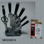 7 Rubber Handle Knife Set/Acrylic Knife Block
