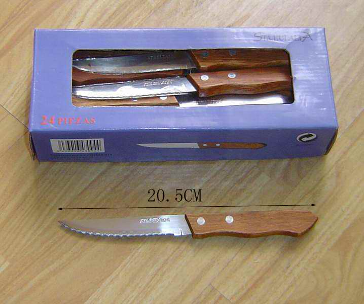 MK01013 24Pc Steak Knife & Wood Handle In Color Box