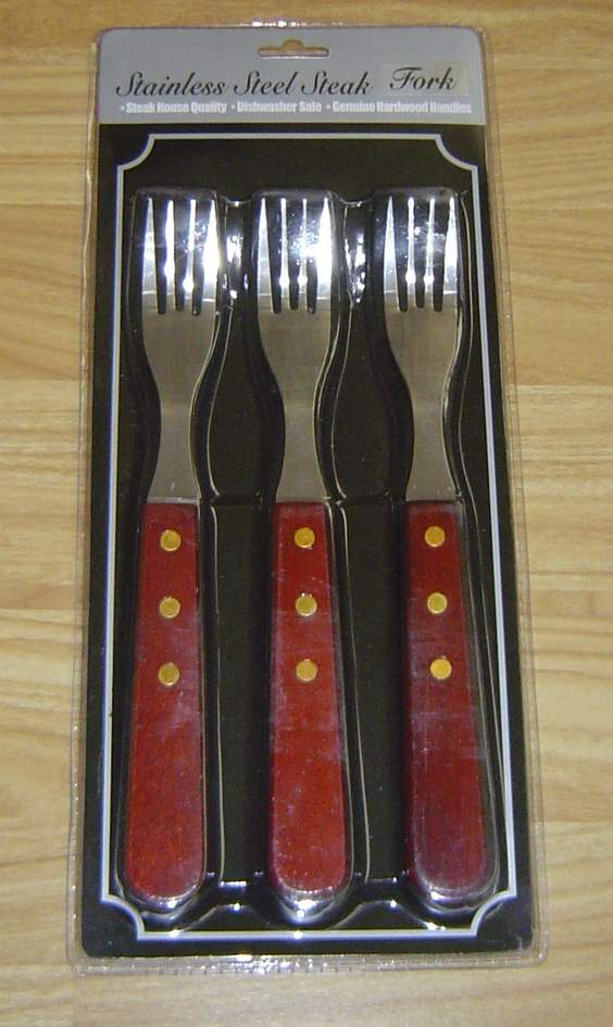 3Pcs Fork W/ Wooden Handle D/B