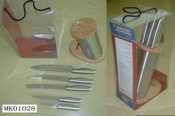 MK01028 5Pc Knife Set And Stand In Pvc Box