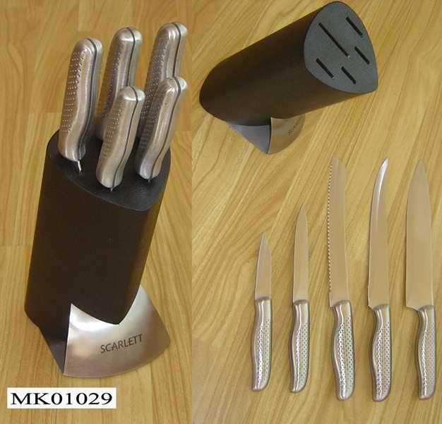 MK01029 5Pc Knife Set And Stand In Colour Box