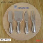 4Pcs Hollow Handle Cheese Knife + Round Cutting Board