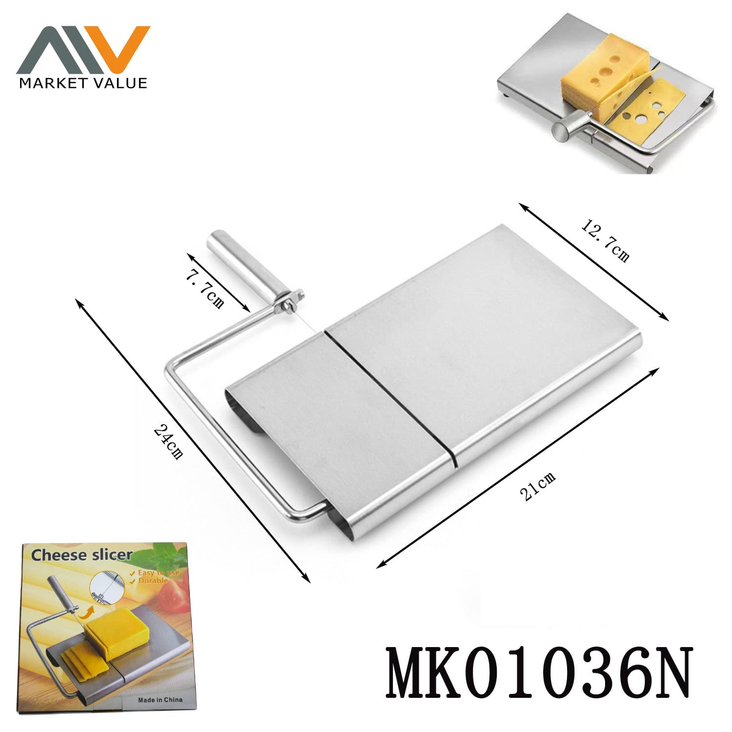 MK01036N Cheese Slicer Board Cheese Cutter Wire In Color Box