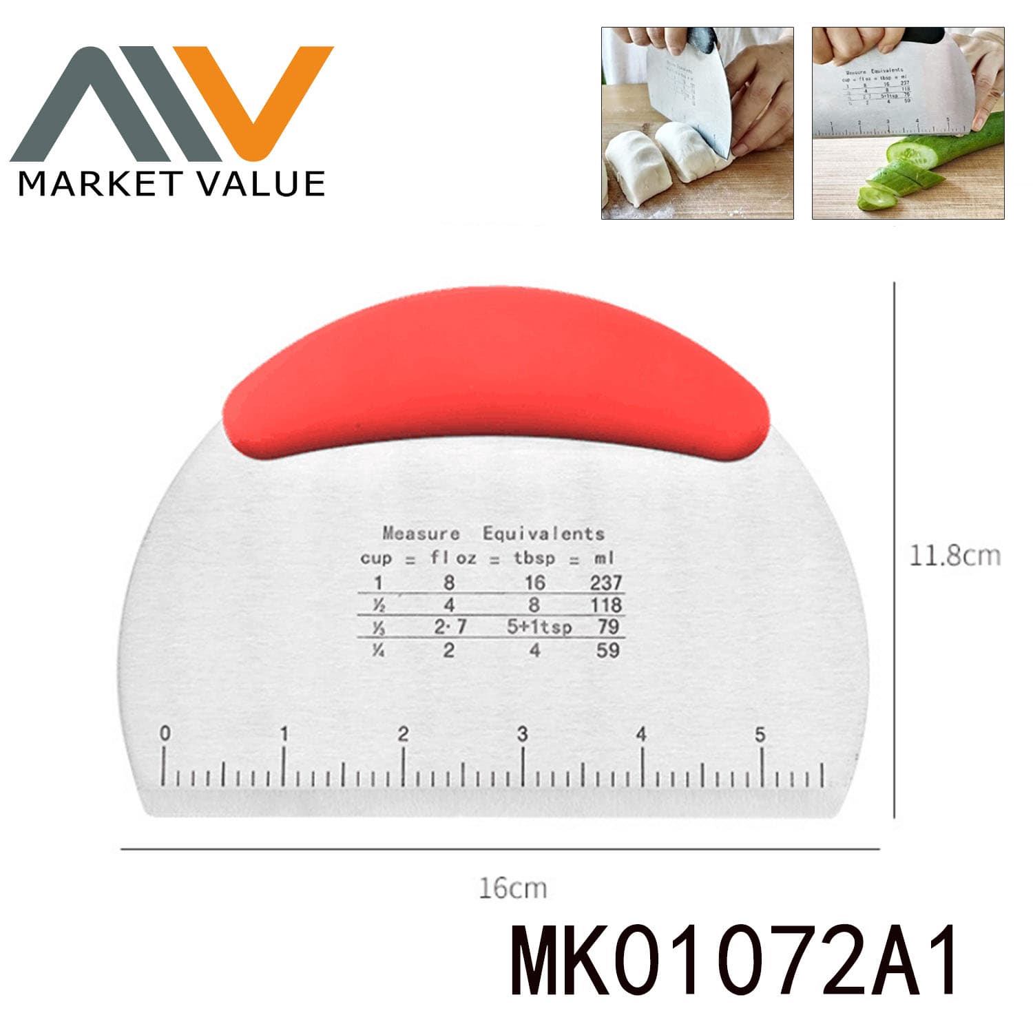 MK01072A1 S/S Dough Scraper Tpr Handle