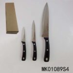 3Pcs Kitchen Knife With Bakelite Handle In Brown Box
