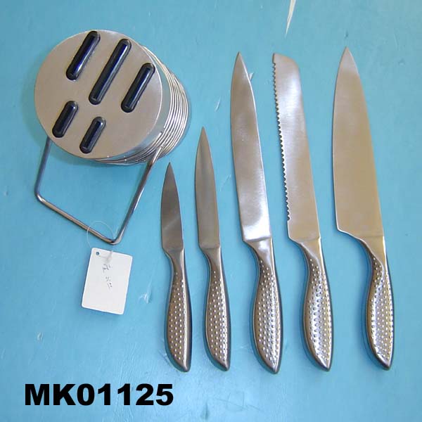 MK01125 6Pcs S.S. Knife Set W/ S.S. Stand