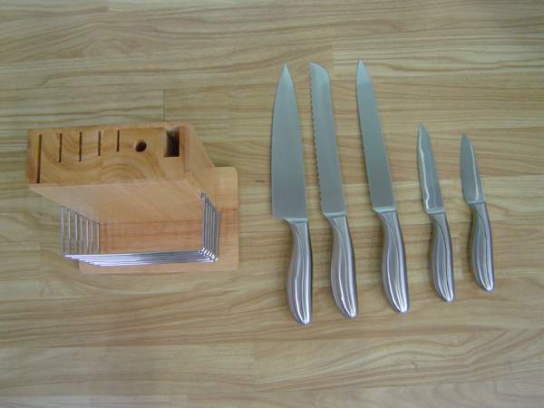 MK01157 6Pcs S/S Knife Set W/ Wooden Stand