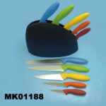 5Pcs Knife Set In Colour Box Including Plastic Block