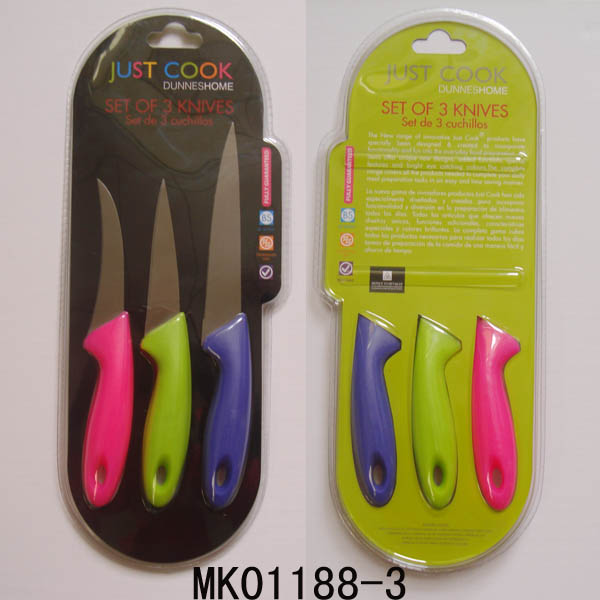 MK01188-3 3Pcs Fruit Knife D/B Colour Handle