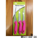 3Pcs Plastic Handle S/S Fruit Knife B/C