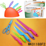 7Pcs  Non-Stick Knife  Set With Plastic Stand In  Color Box