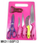 4Pcs Knife & Kitchen Scissors & Peeler & Plastic Board
