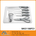 4Pcs Knife & Kitchen Scissors & Peeler & Plastic Board