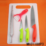 6Pcs Kitchen Tools(Knife+Ceramic Peeler+Food Tong+Board)