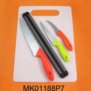 5Pk Kitchen Tool Set(8"Chef Knife/5"Multi Knife/3"Fruit Knife+Magnet Knife Holder+Plastic Board)