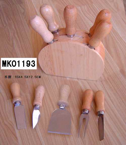 MK01193 5Pcs Cheese Set W/Wooden Block