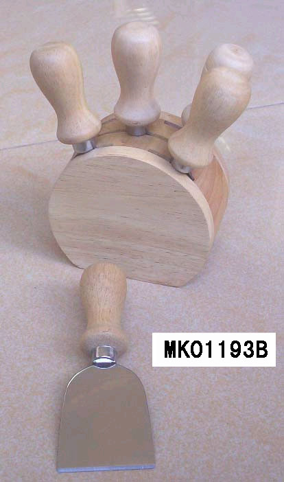 MK01193B 5Pcs Cheese Knife W/Wooden Block