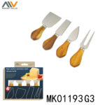 4Pcs Cheese Set W/ Wooden Handle