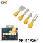 4Pcs Cheese Set W/ Bamboo Handle