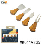 4Pcs Cheese Set W/ Wooden Handle