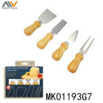 4Pcs Cheese Set W/ Wooden Handle