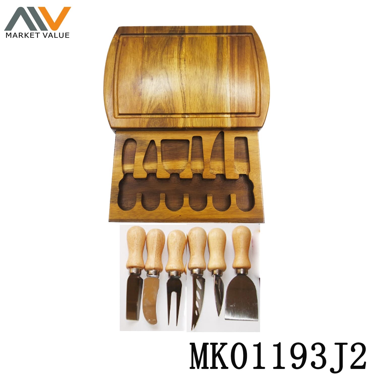MK01193J2 Square Acacia Wooden Cheese Box