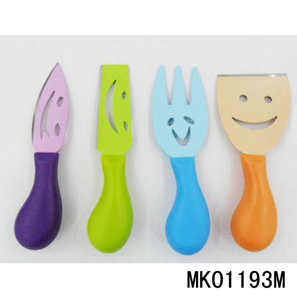 MK01193M 4Pcs Cheese Set With Smile Shape Plastic Handle