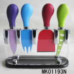 4Pcs Cheese Set With Plastic Handle In Acrylic Stand