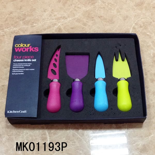 MK01193P 4Pcs Cheese Knife Non Stick Coating W/Colour Box