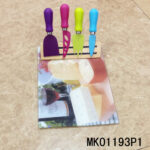 4Pcs Cheese Knife Non Stick Coating W/Wooden Cheese Cutting Board
