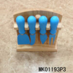 4Pcs Cheese Knife Non Stick Coating W/Wooden Stand