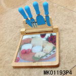 4Pcs Cheese Knife Non Stick Coating W/Wooden Cheese Cutting Board