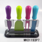 4Pcs Non Stick Coating Cheese Knife W/Plastic Handle In Acrylic Stand