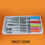 5Pcs Plastic Handle S.S Knife Set+Sharpener