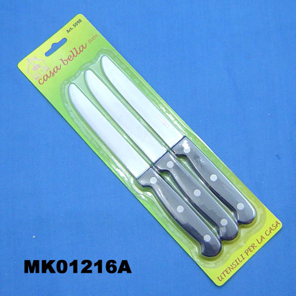 MK01216A 3Pcs Steak Knife Pp Handle B/C