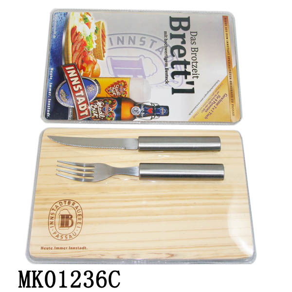 MK01236C 4.5"Steak Knife & Forl & Cutting Board D/B