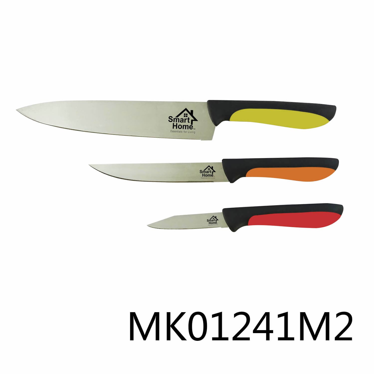MK01241M2 3Pcs Knife Set With Pp+Tpr Handle In White Box