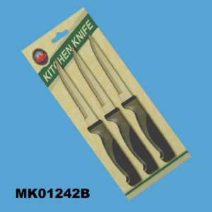 3Pcs Steak Knife W/ Soft Handle B/C