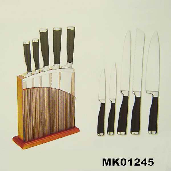 MK01245 5Pcs S.S. Knife Set W/ Stand