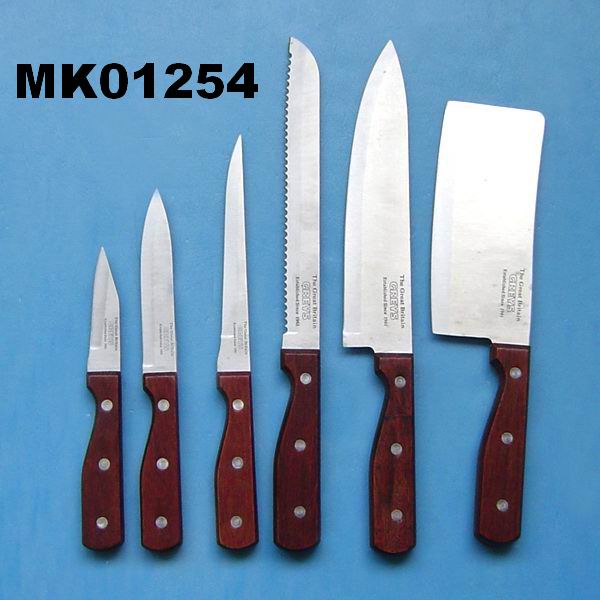 MK01254 6Pcs Knife Set W/ Wooden Handle