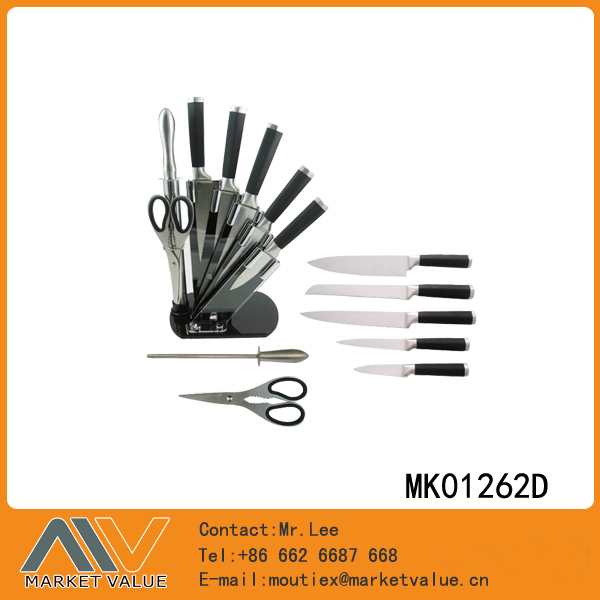 MK01262D 5Pcs Hollow Handle Wiht Rubber Knife Set With Acryl Stand