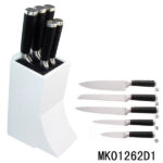 5Pcs Hollow Handle Wiht Rubber Knife Set With Wooden Stand