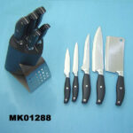6Pcs Knife Set Abs Hanle In Box With Wooden Block