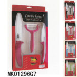 5"/3"Ceramic Knife & Peeler Plastic Handle In Color Window Box