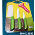 3Pcs Ceramic Knives & Ceramic Peeler & Plastic Board
