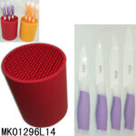 Set Of 4 Ceramic Knife With Plastic Holder In Color Box
