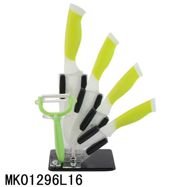 MK01296L16 4Pcs Ceramic Knife + Peeler + Acrylic Holder Set With Color Box